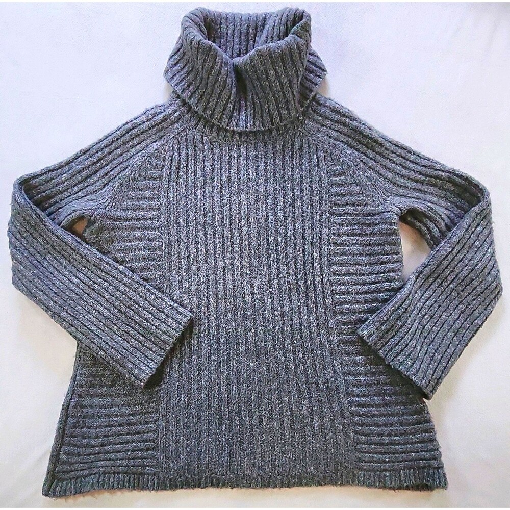 Simply Vera Vera Wang Women's Gray Ribbed Knit Turtleneck Pullover Sweater L